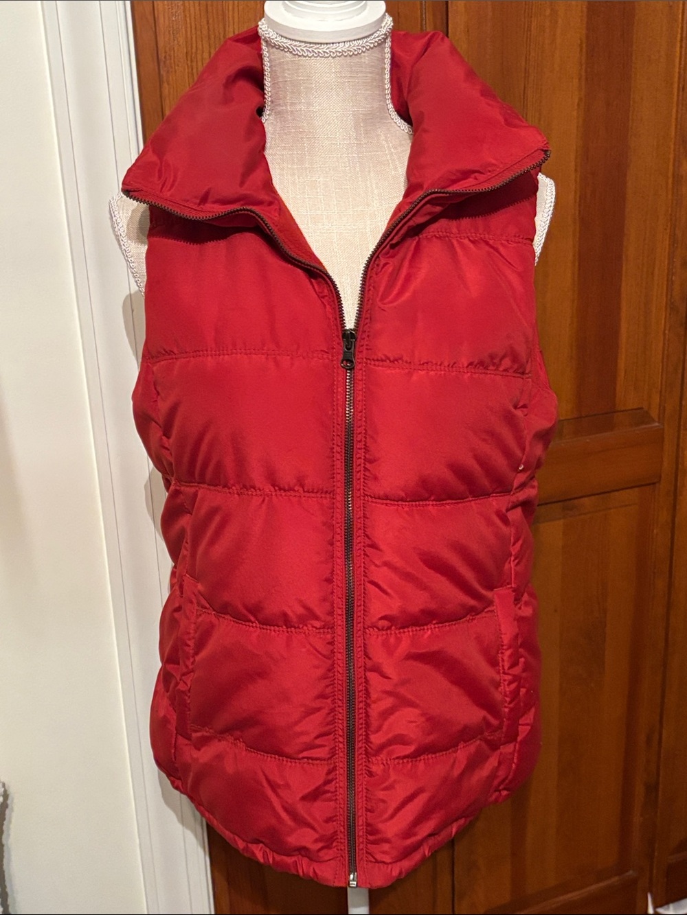 Old navy Red Quilted Puffer Vest with Stand Collar